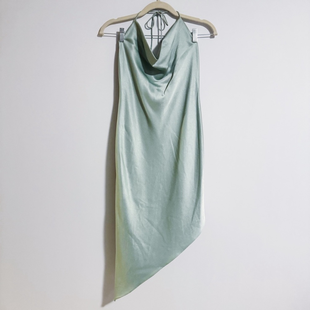 Alice and Olivia - Green Sateen Asymmetrical Dress